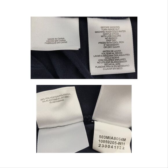 Anne Klein Womens Blouse Small 1/2 Zip Pockets V-Neck Notch Short Sleeve Blue - Picture 5 of 10